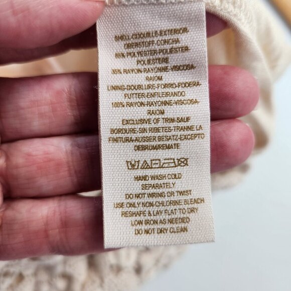 Free People Ivory Crochet Gypsy Boho Scoop Midi Sheath Dress Size Large - Picture 11 of 13